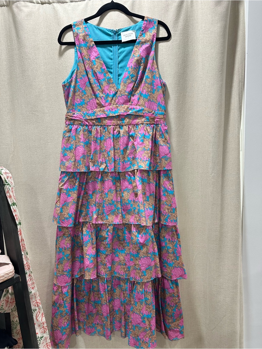 Hyacinth House Pink Floral Tiered Maxi Dress - Picture 3 of 6